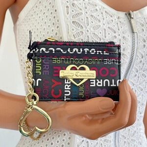 Juicy Couture Black ID Card Case Keychain Bag Charm NWT